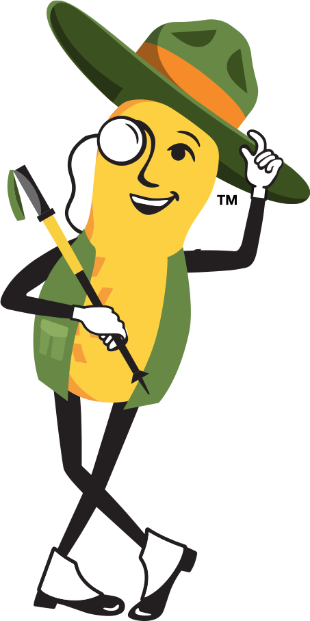 Mr. Peanut wearing forest ranger hat