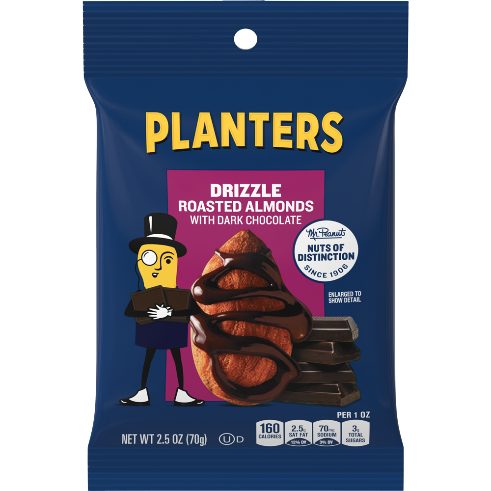 PLANTERS<sup>®</sup> Chocolate Drizzle Almonds 2.5 oz packet