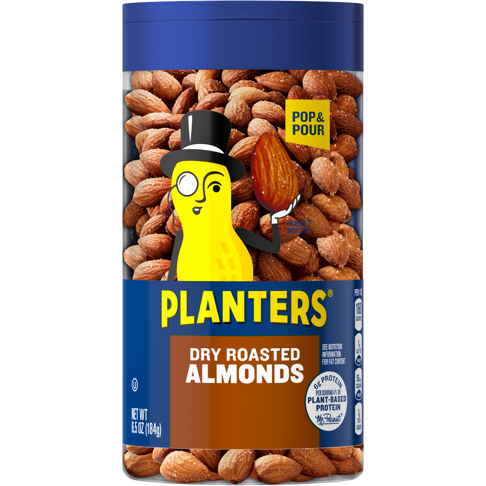 PLANTERS<sup>®</sup> Pop & Pour Dry Roasted Almonds, 6.5 oz jar