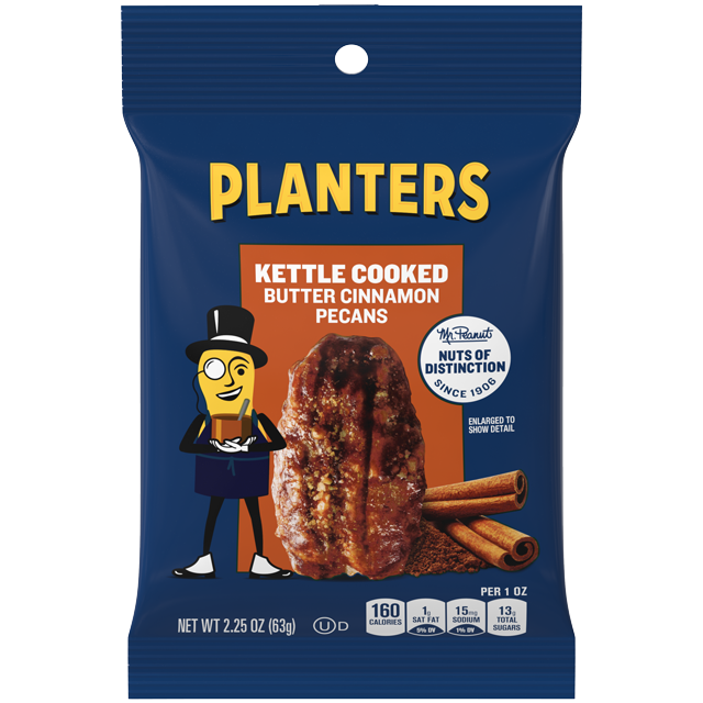 PLANTERS<sup>®</sup> KETTLE COOKED BUTTER CINNAMON PECANS, 2.5 OZ PACKET