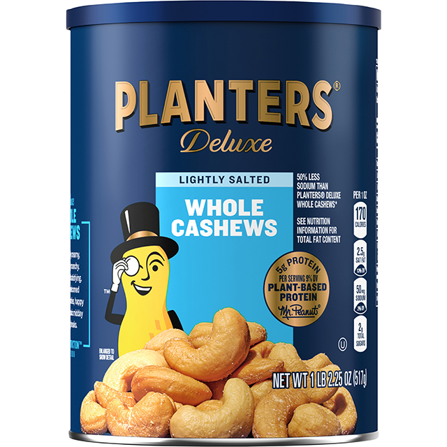 PLANTERS<sup>®</sup> Deluxe Lightly Salted Whole Cashews 18.25 oz can