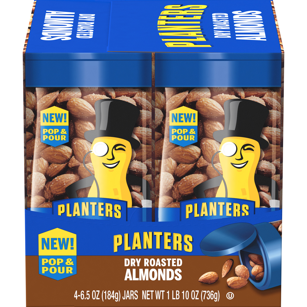 PLANTERS® Pop & Pour Dry Roasted Almonds 4 – 6.5 oz jars