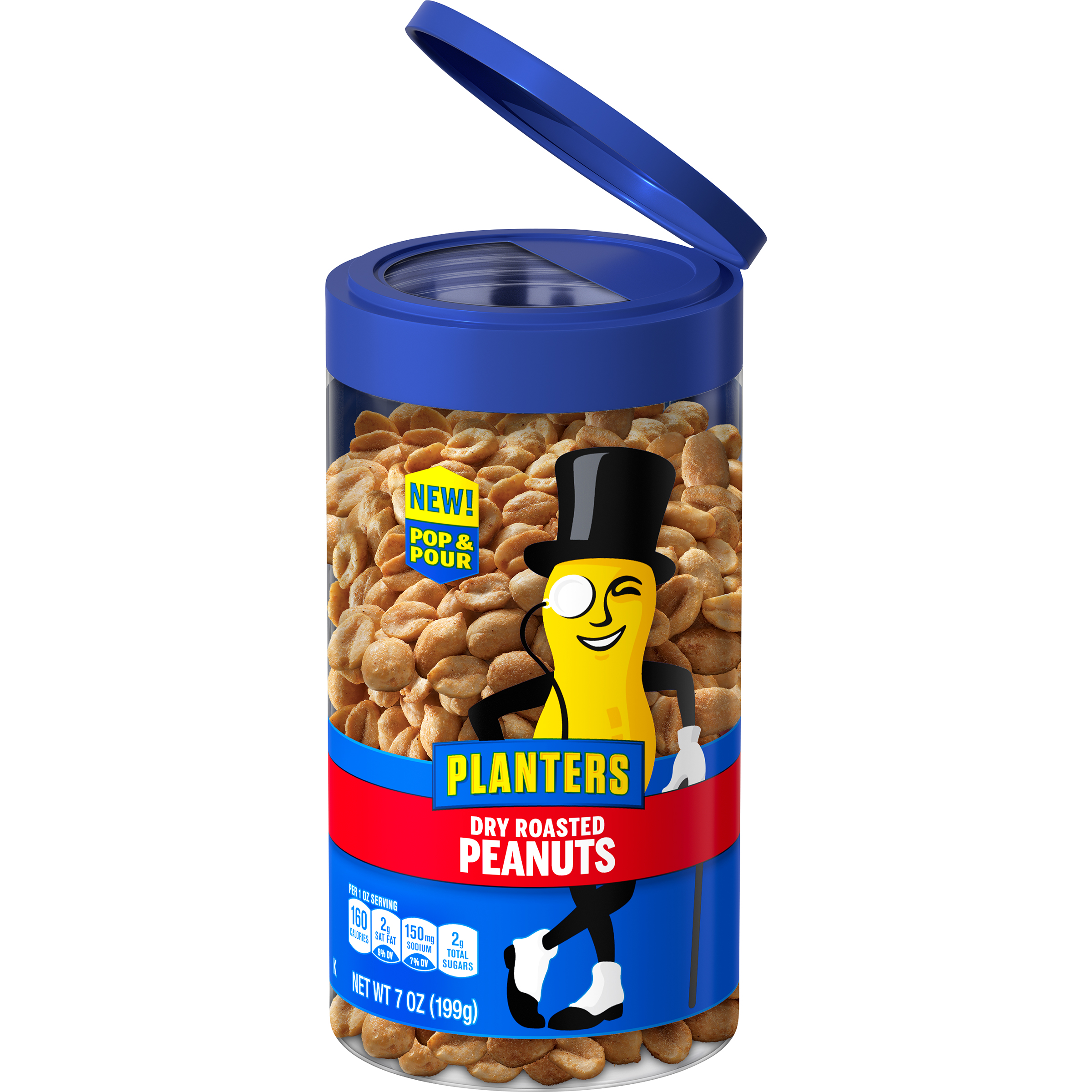 PLANTERS® Pop & Pour Dry Roasted Peanuts 7 oz jar
