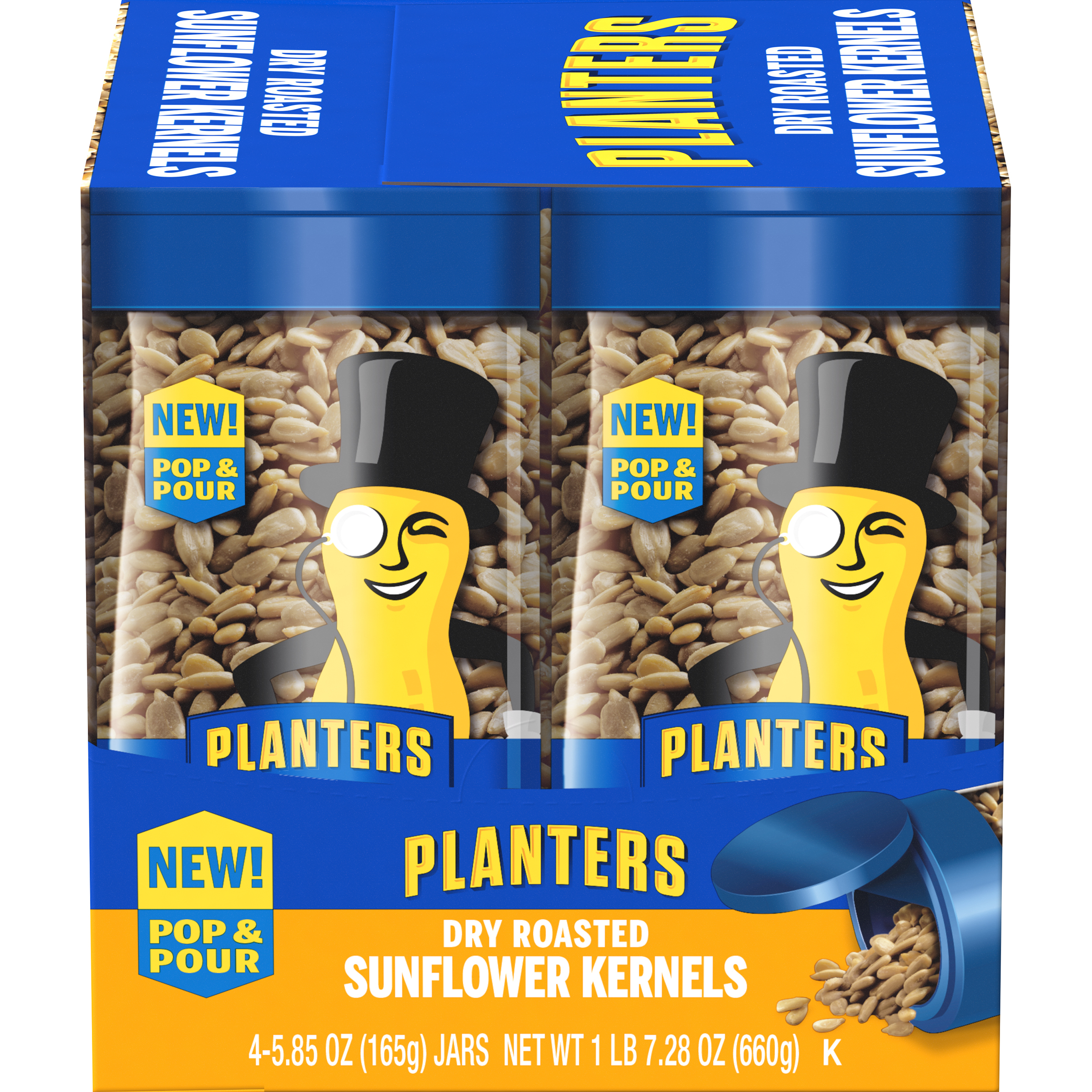 PLANTERS® Pop & Pour Dry Roasted Sunflower Kernels 4 – 5.85 oz jars