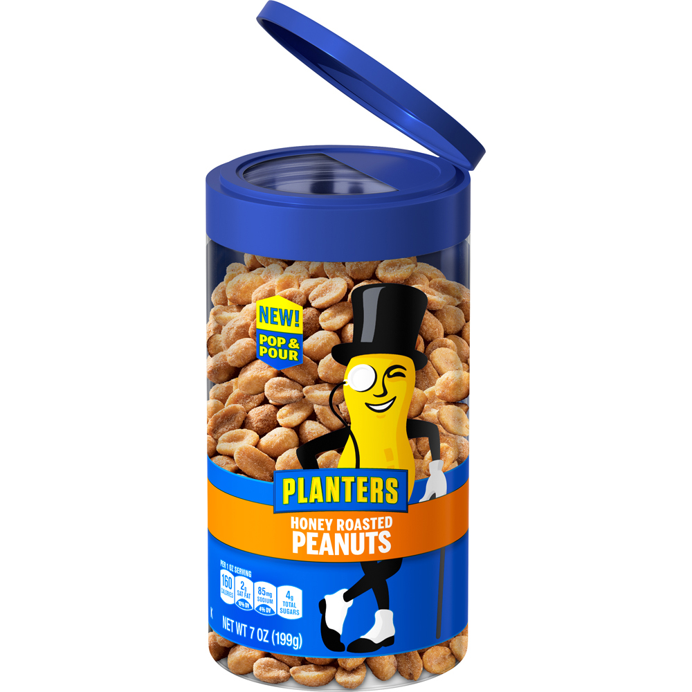 PLANTERS® Pop & Pour Honey Roasted Peanuts 7 oz jar