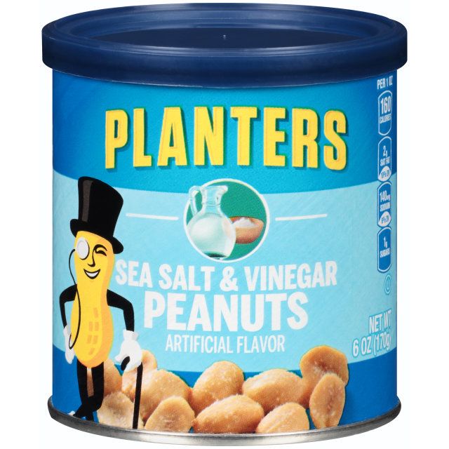 PLANTERS® Sea Salt and Vinegar Peanuts 6 oz can