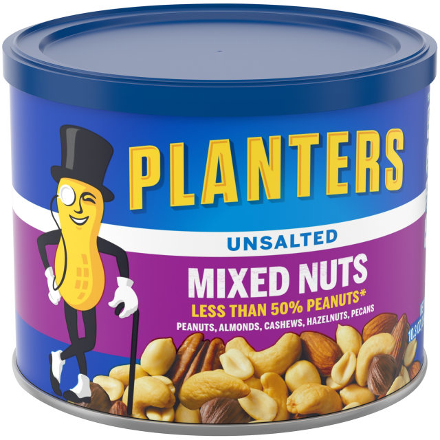 PLANTERS® Unsalted Mixed Nuts 10.3 oz can
