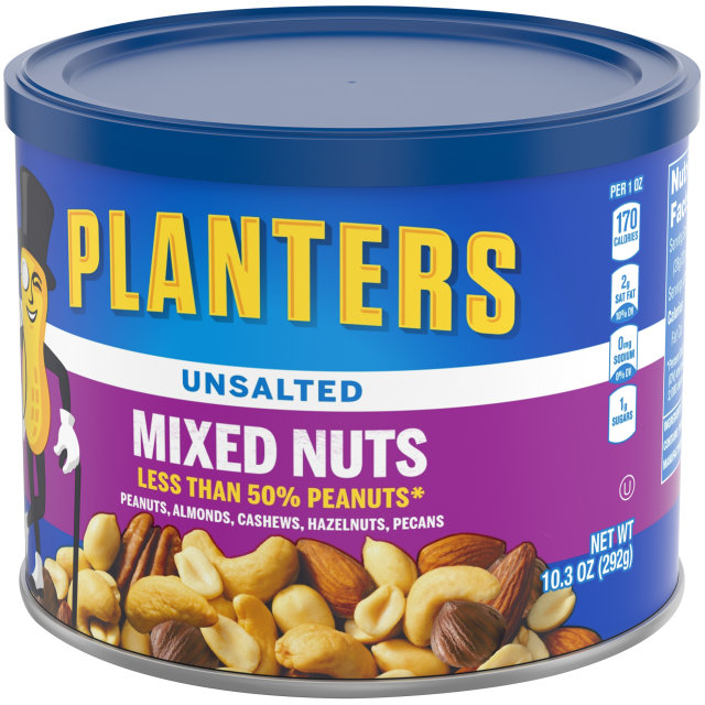 PLANTERS® Unsalted Mixed Nuts 10.3 oz can