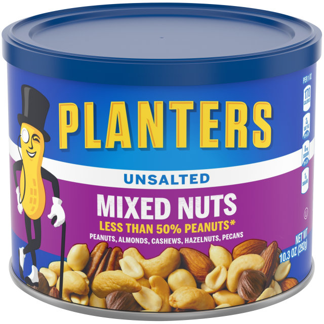 PLANTERS® Unsalted Mixed Nuts 10.3 oz can