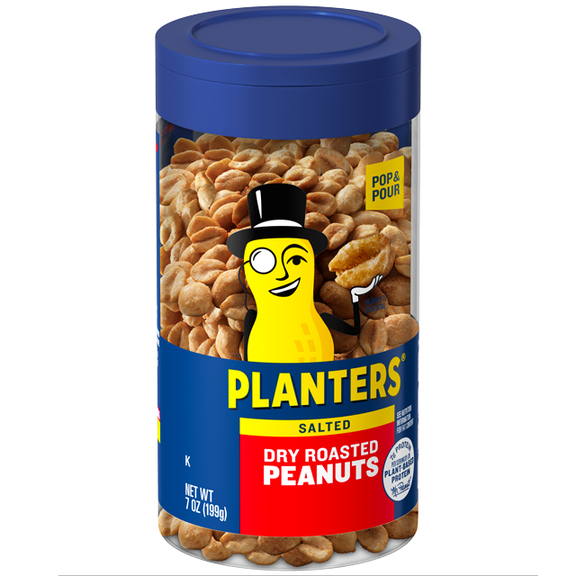 PLANTERS® Pop & Pour Dry Roasted Peanuts, 7 oz jar