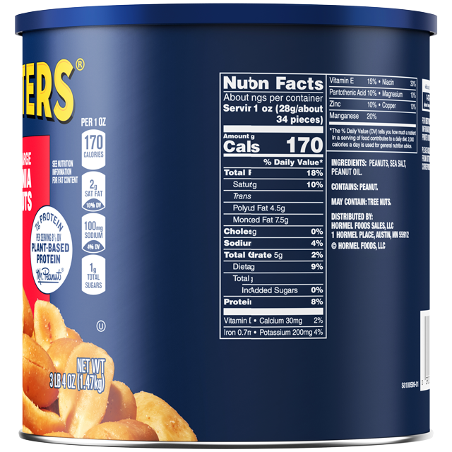 PLANTERS® Extra Large Virginia Peanuts, 52 oz can