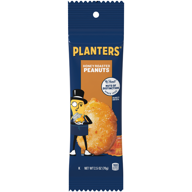 Planters Pop & Pour Honey Roasted Peanuts, 7 Oz Jar, Nuts