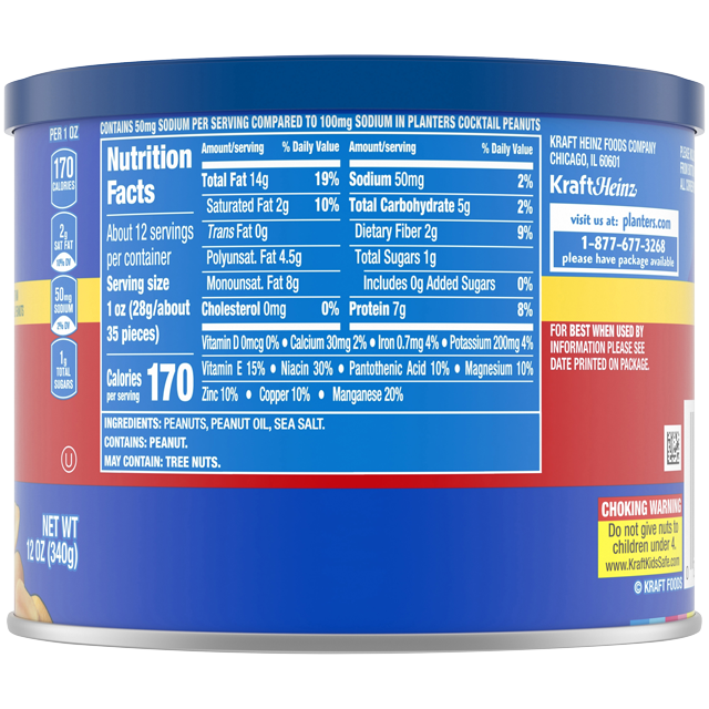 PLANTERS® LIGHTLY SALTED COCKTAIL™ PEANUTS, 12 OZ CAN