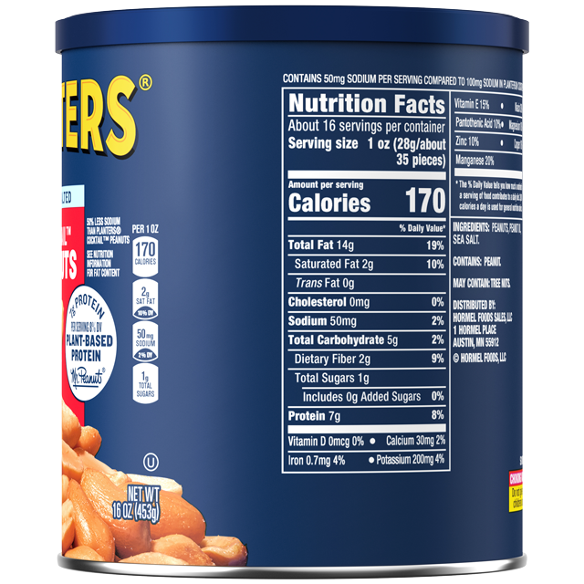 PLANTERS® LIGHTLY SALTED COCKTAIL™ PEANUTS, 16 OZ CAN