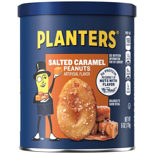 PLANTERS® Salted Caramel Peanuts, 6 oz can