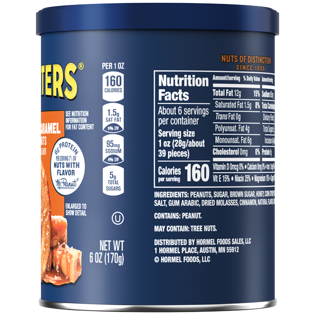 PLANTERS® Salted Caramel Peanuts, 6 oz can
