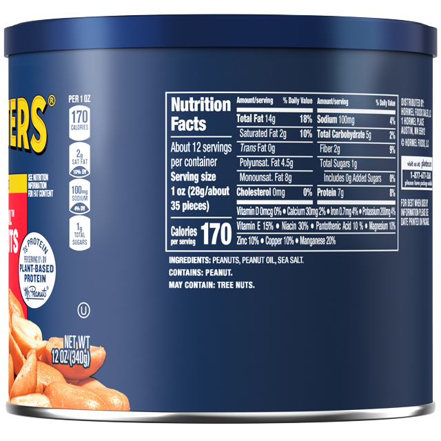 PLANTERS® SALTED COCKTAIL™ PEANUTS, 12 OZ CAN