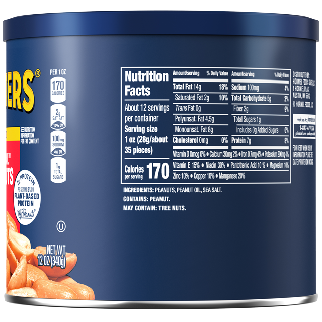 PLANTERS SALTED Cocktail PEANUTS 12 OZ CAN PLANTERS Brand
