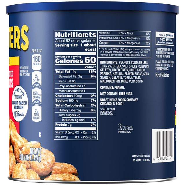 PLANTERS® Salted Dry Roasted Peanuts, 52 oz can