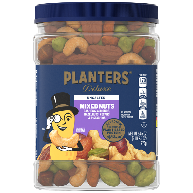 PLANTERS® Deluxe Unsalted Mixed Nuts, 34.5 Oz Jar - PLANTERS® Brand