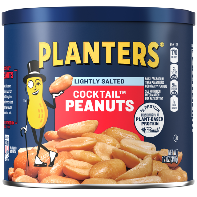 PLANTERS® LIGHTLY SALTED Cocktail PEANUTS, 12 OZ CAN
