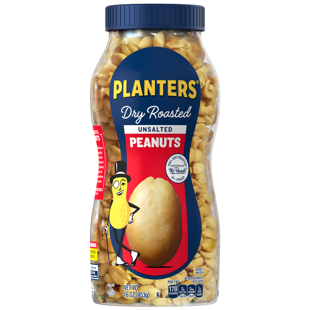 PLANTERS® Unsalted Dry Roasted Peanuts, 16 oz jar