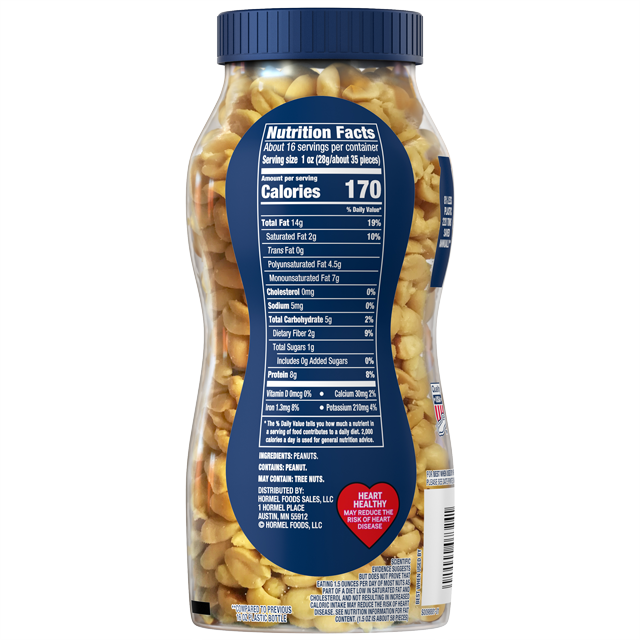 PLANTERS® Unsalted Dry Roasted Peanuts, 16 oz jar