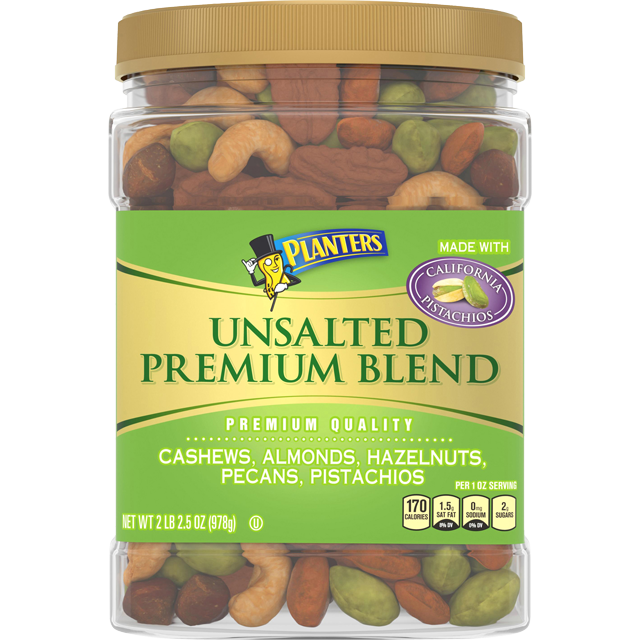 PLANTERS® Deluxe Unsalted Mixed Nuts, 34.5 Oz Jar