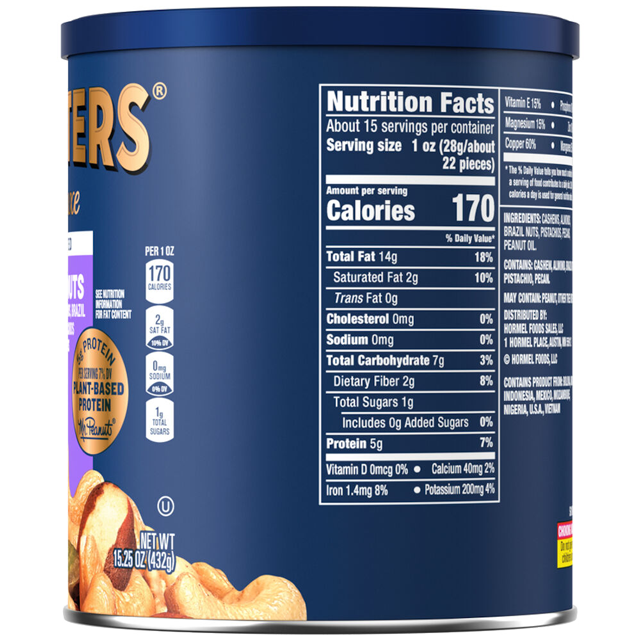 PLANTERS® Deluxe Unsalted Mixed Nuts, 15.25 Oz Can