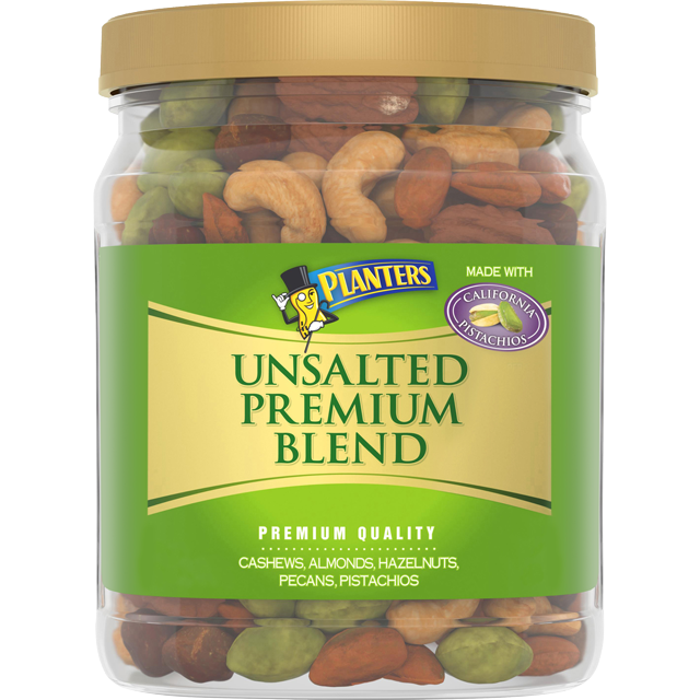 Planters® Premium Blend Roasted Mixed Nuts, Unsalted, Whole Nuts, 27 Oz Jar