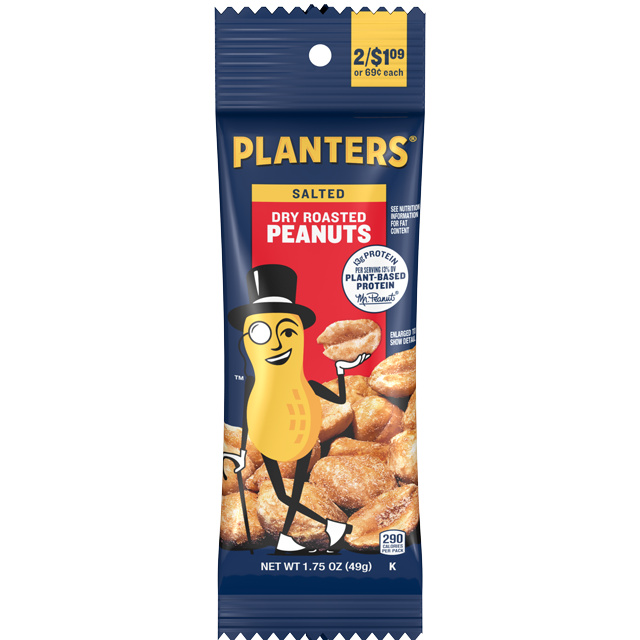 PLANTERS® Dry Roasted Peanuts, 1.75 oz (6/18 packs) tube