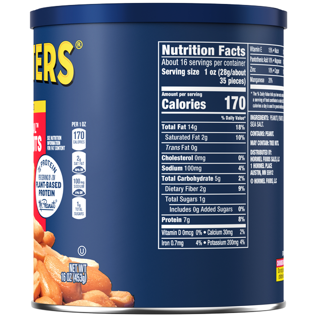 PLANTERS® SALTED Cocktail PEANUTS, 16 OZ CAN