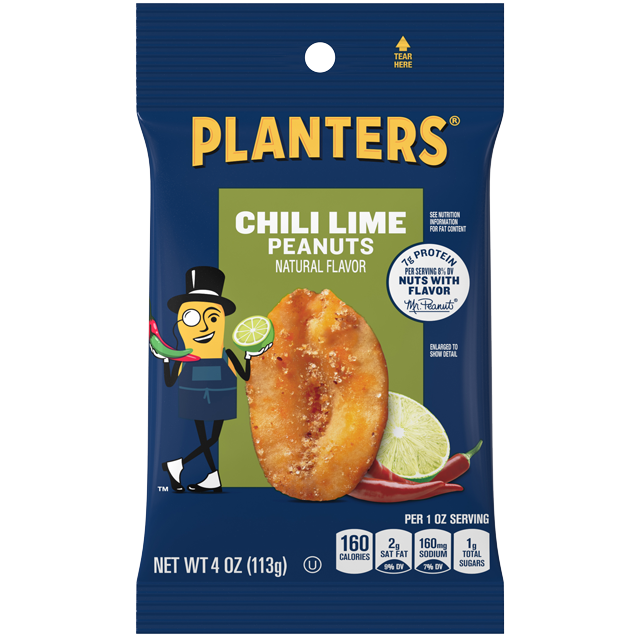 PLANTERS® CHILI LIME PEANUTS, 4 OZ BAG