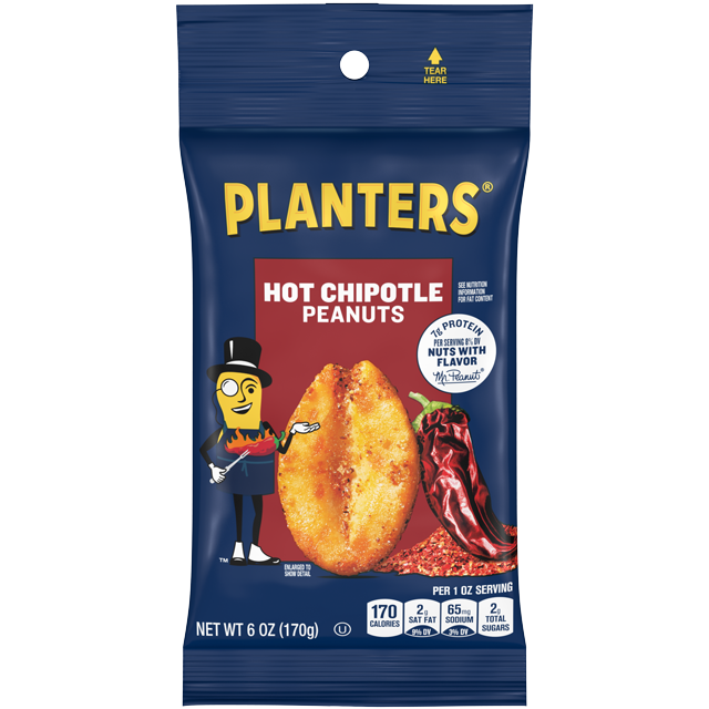 PLANTERS® HOT CHIPOTLE PEANUTS, 6 OZ BAG