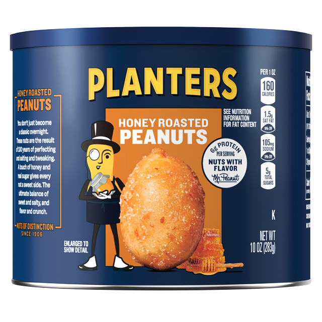 PLANTERS® Honey Roasted Peanuts, 10 oz can - PLANTERS® Brand