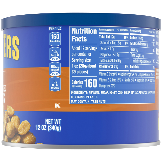 PLANTERS® Honey Roasted Peanuts, 12 oz can