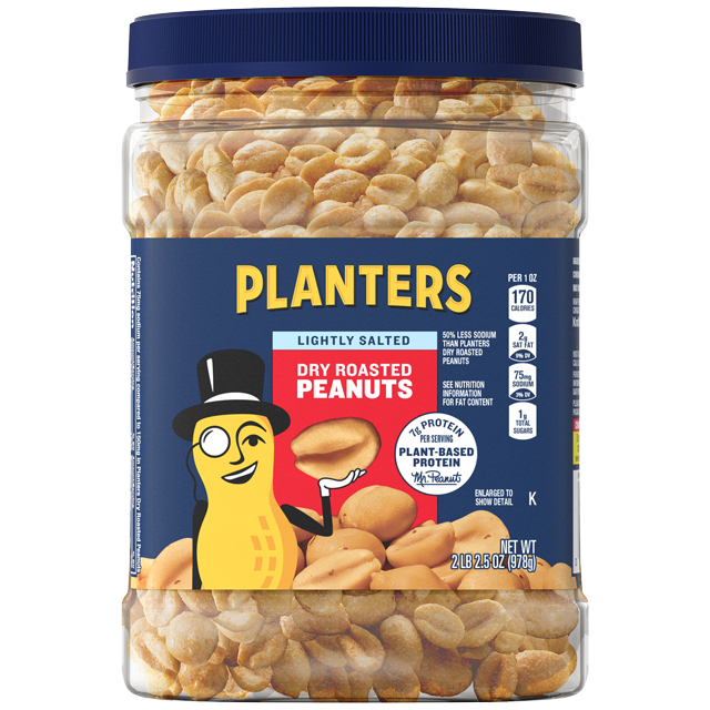 PLANTERS® Lightly Salted Dry Roasted Peanuts, 34.5 oz jar