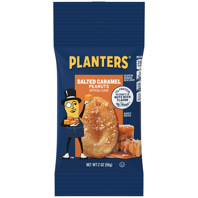 PLANTERS® SALTED CARAMEL PEANUTS, 2 OZ PACKET