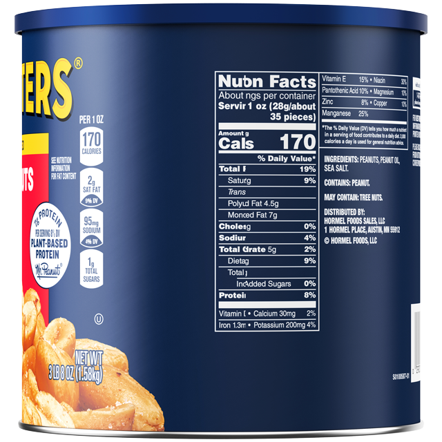 PLANTERS® Salted Peanuts, 56 Oz Can