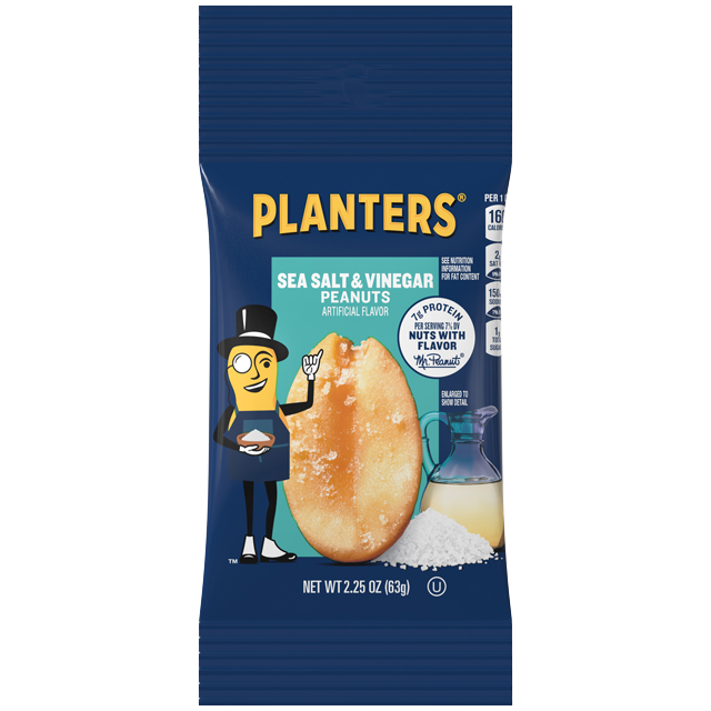 PLANTERS® SEA SALT & VINEGAR PEANUTS, 2.25 OZ PACKET