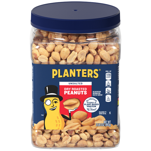 PLANTERS® Unsalted Dry Roasted Peanuts, 35 oz jar