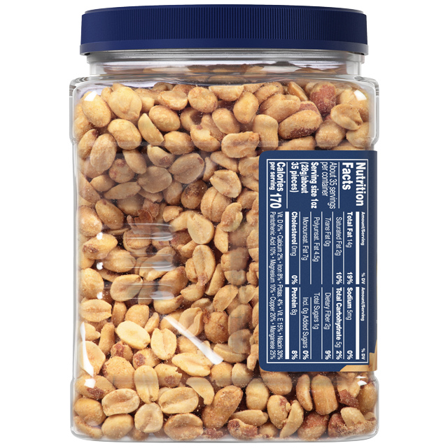 PLANTERS® Unsalted Dry Roasted Peanuts, 35 oz jar