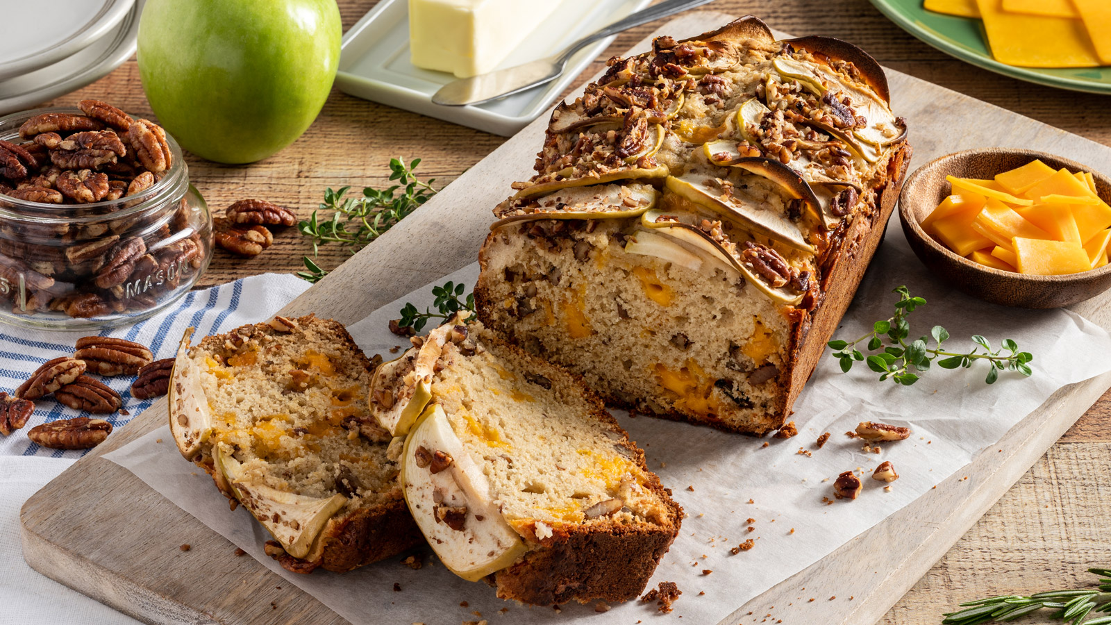 Load of apple cheddar and pecan bread.