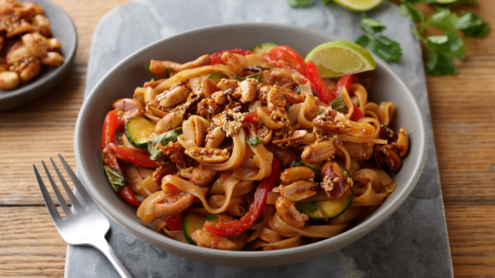 Chicken Noodle Stir Fry with Sesame Peanuts