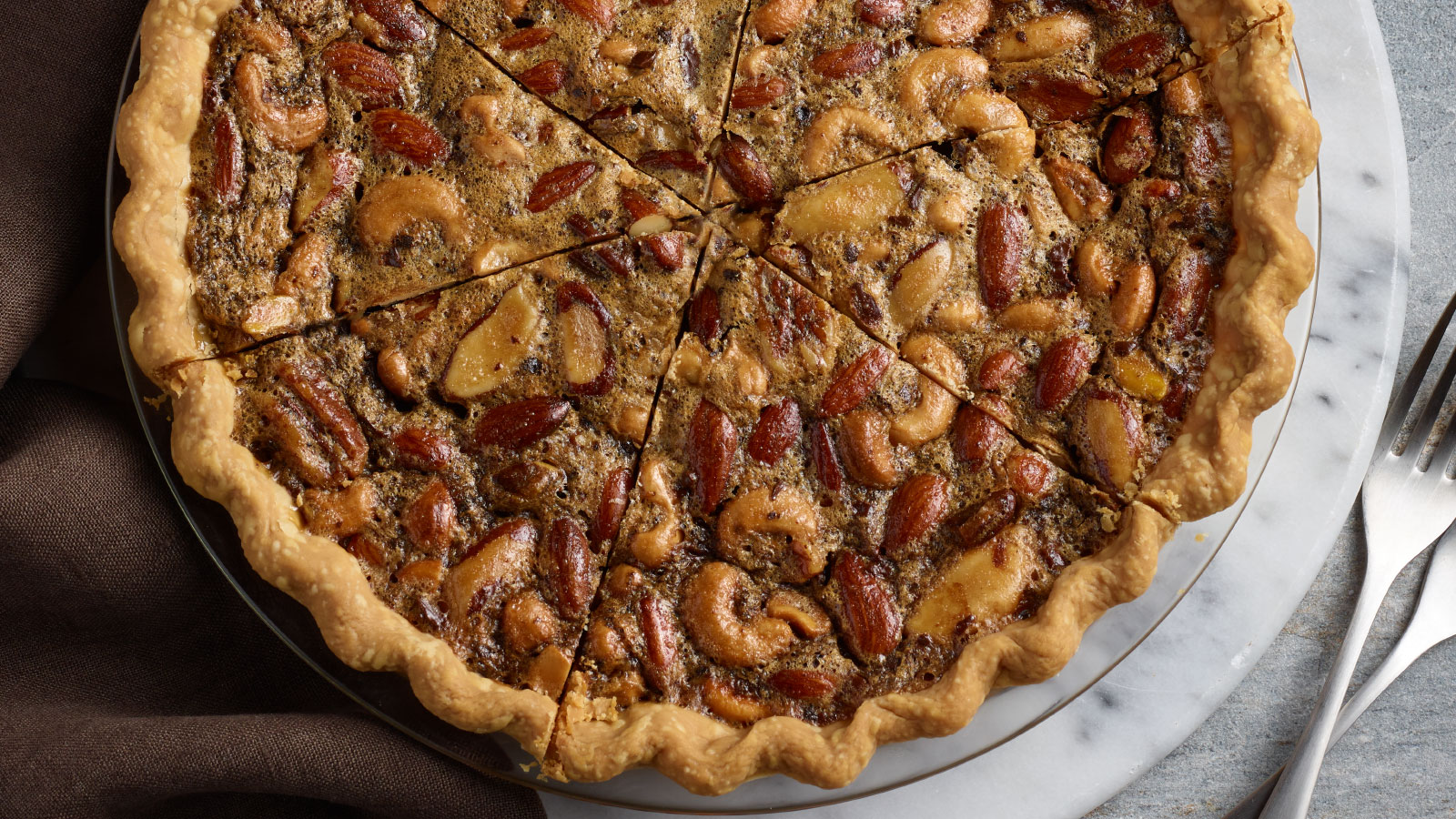 Mixed nut chocolate pie.