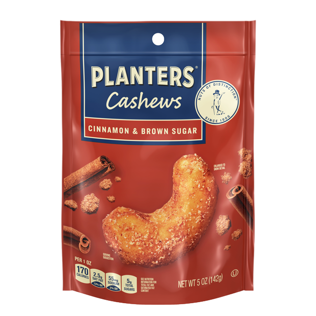 PLANTERS® Cinnamon Brown Sugar Cashews, 5 oz Bag