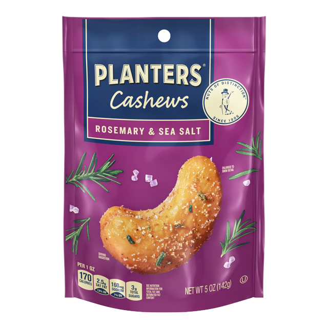 PLANTERS® Rosemary & Sea Salt Cashews, 5 oz bag