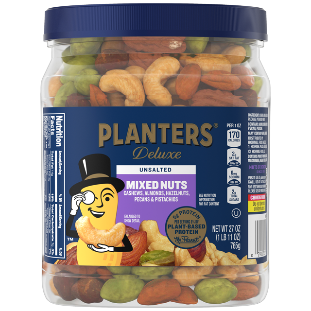 PLANTERS<sup>®</sup> Deluxe Unsalted Mixed Nuts, 27 oz Jar