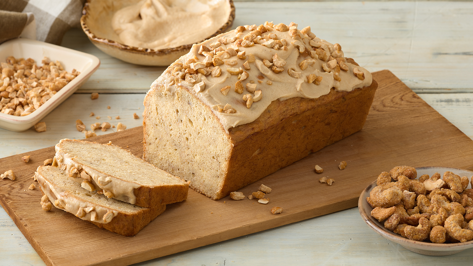 BANANA CASHEW LOAF WITH CASHEW CREAM FROSTING