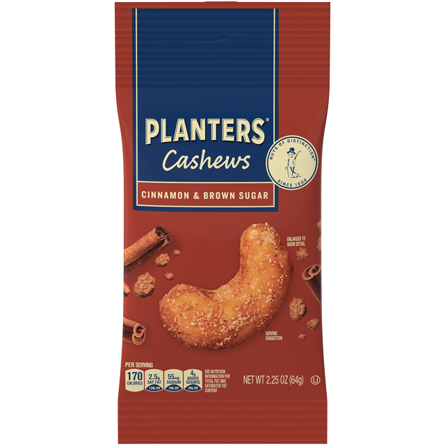 PLANTERS<sup>®</sup> Cinnamon Brown Sugar Cashews, 2.25 oz Packet